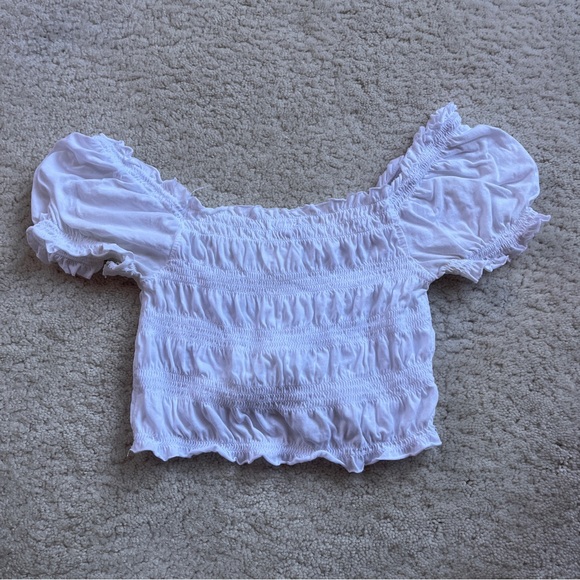 White Ruched Crop Top - Picture 2 of 3